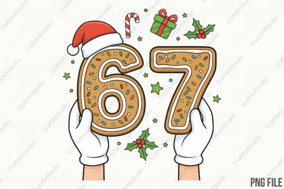 Download Christmas 67 Six Seven Cookies Santa Png - Six seven Collection