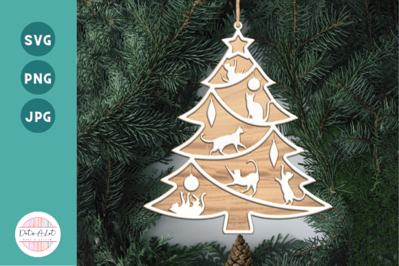 Download 3D Cat Christmas Tree Ornament SVG - Christmas tree ornament svg Collection